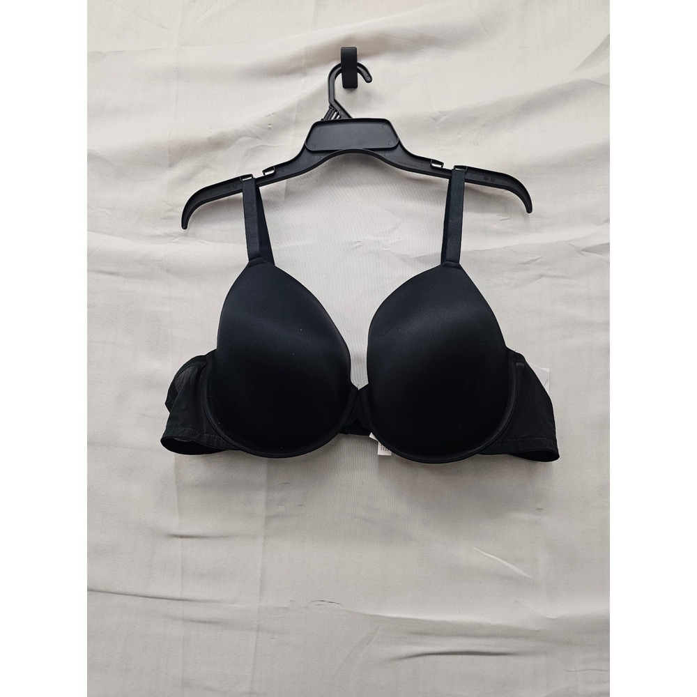 Auden Womens Demi Coverage Lightly Lined T-Shirt Bra Black Nylon Blend Size 44C